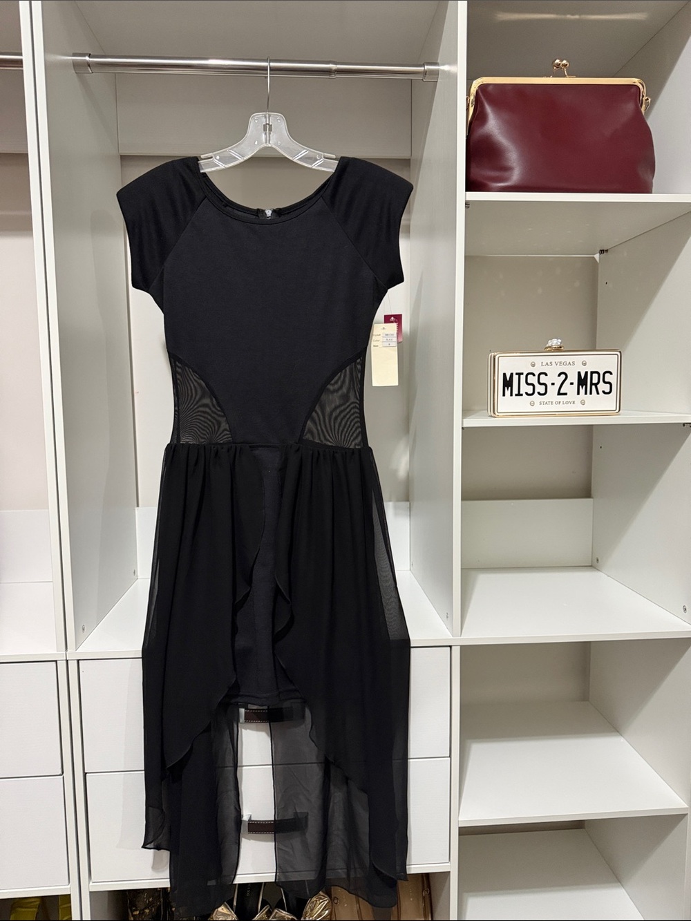 Free People Black High-Low Mesh Panel Dress